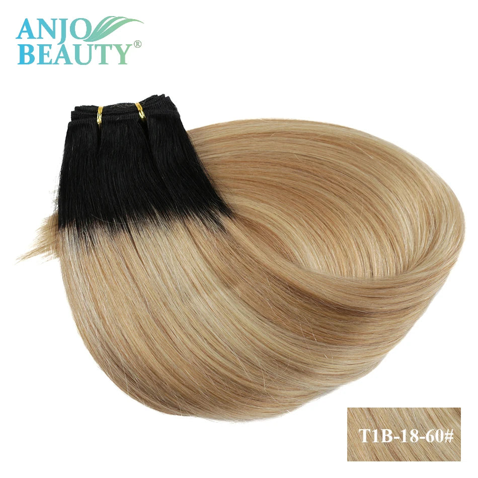 Straight Human Hair Weaves Bundles Brazilian Remy Human Hair Sew In Weft Extensions Straight Blonde 100g 16"-28" Natural Hair