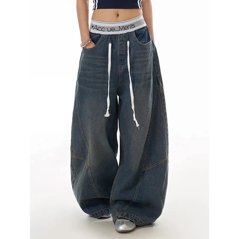 Men's Black Punk Y2k Baggy Jeans Harajuku 90s Vintage Denim Trouser Japanese 2000s Style Boyfriend Jeans Pants Oversize Clothes
