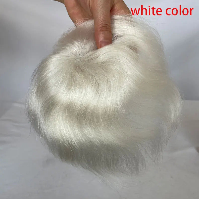 European Human Hair Men's Wigs Full Skin PU Bald Spot Patches Toupee For Men and Women 8cm X 8cm Hair Piece  Glue On Hair System