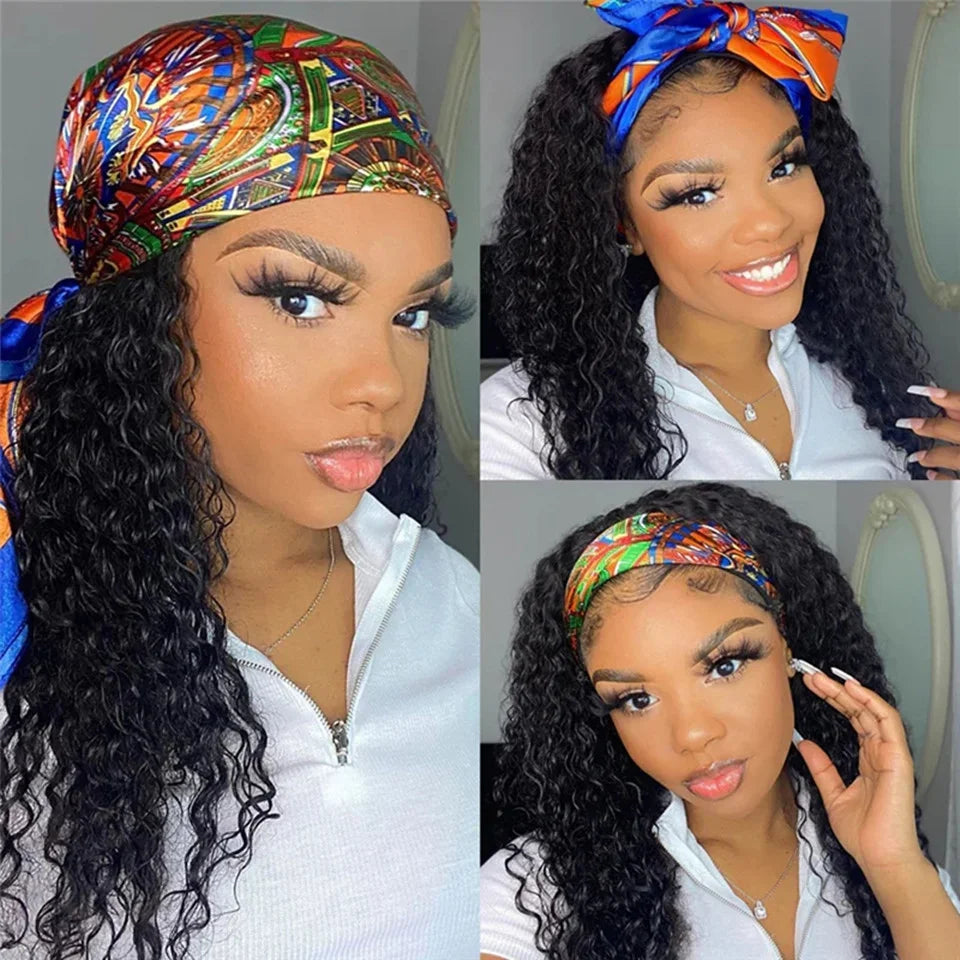 Afro Kinky Curly Headband Wigs Remy Human Hair Wig Glueless Headband Afro Kinky Curly Wig For Black Women 180 Density
