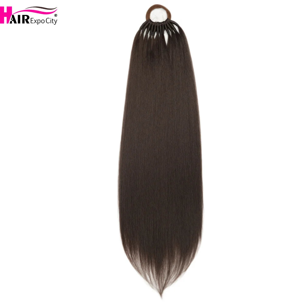 Straight Ponytail With Elastic Band 24"32" Synthetic Hair Ponytail Extensions 12Strands Women's Hairpieces False Tail For Women