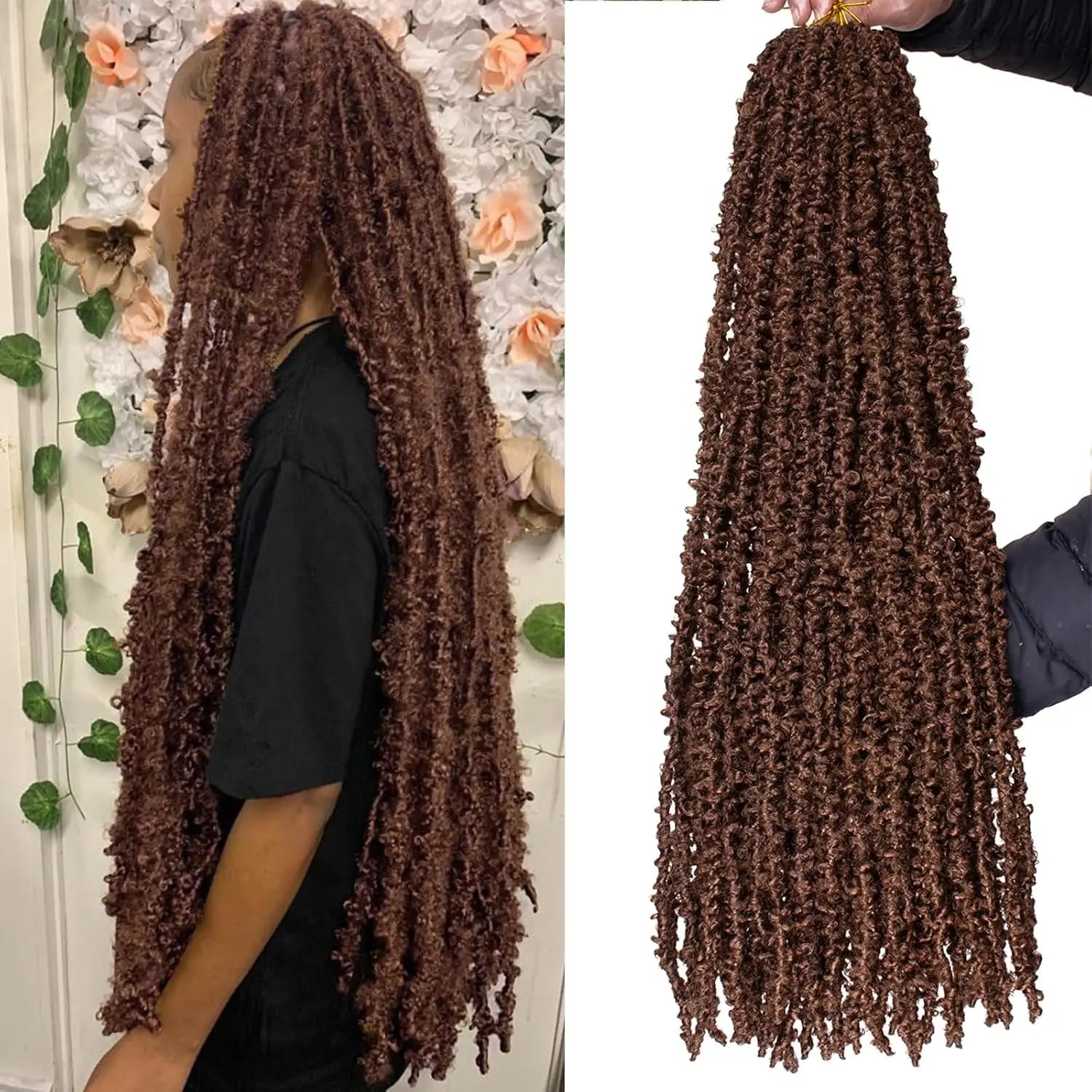 Butterfly Locs Crochet Hair 1/6 Packs Distressed Locs Crcoeht Braids Hair Natural Black Pre looped Synthetic Messy Goddess