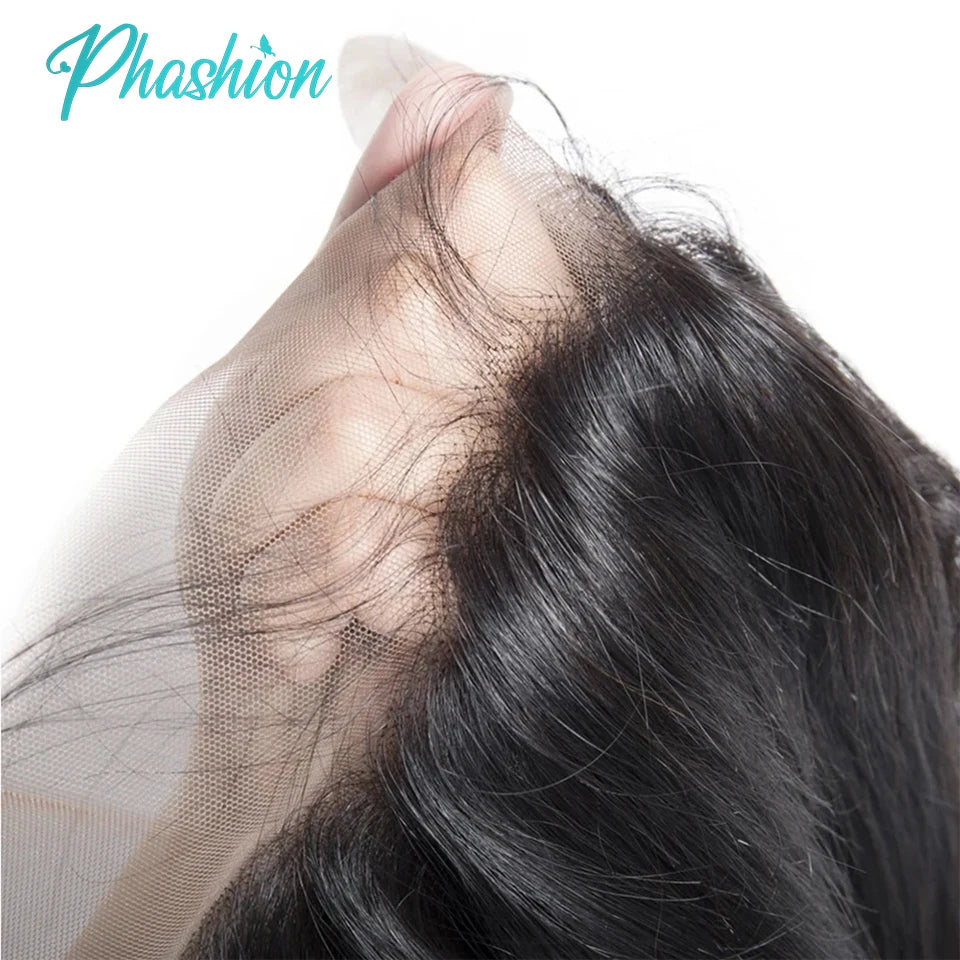 Phashion 26 28 30 Inch 13x6 Lace Frontal only Straight Pre Plucked Swiss Transparent Full Front Body Wave 100% Remy Human Hair