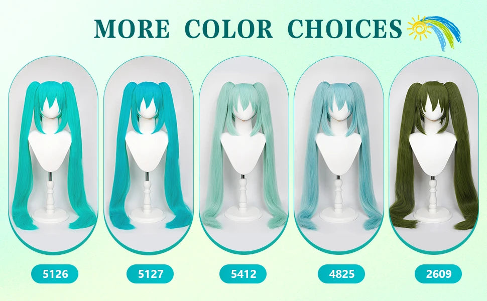 Multi-color Double Ponytail Anime Cosplay Wig Set Heat Resistant Synthetic Hair Wig