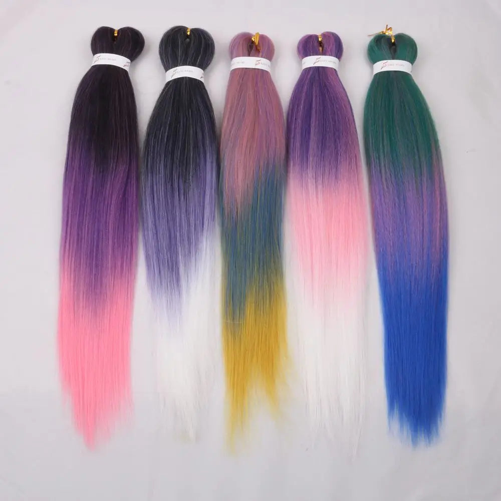 Easy Crochet Braids Ombre Hair Extensions Bundles Yaki Straight EZ Braiding Pre Stretched Synthetic Braid For African Women 6pcs