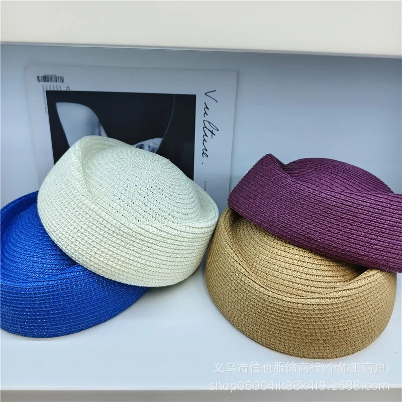 2026 New Summer Straw Fedoras Hats for Women Hostess Fashion Pillbox Hat Millinery Fascinator Designer Beret Hats Painter's Hat