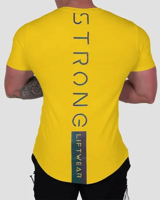 2025 New Hot GymsT-shirt Men Cotton T-shirt Casual reflective Slim t shirt Fitness Bodybuilding Workout Tee Tops Summer clothing
