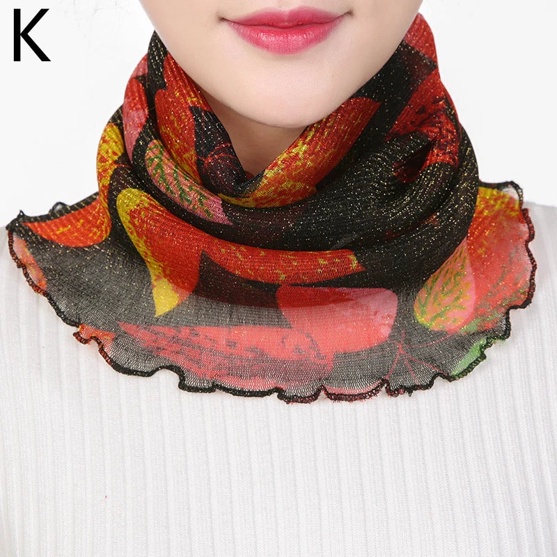 Fashion Summer Chiffon Neck Collar Silk Scarf Women Sunscreen Face Mask Headscarf Bandana Cycling Anti-uv Multi-function Scarves