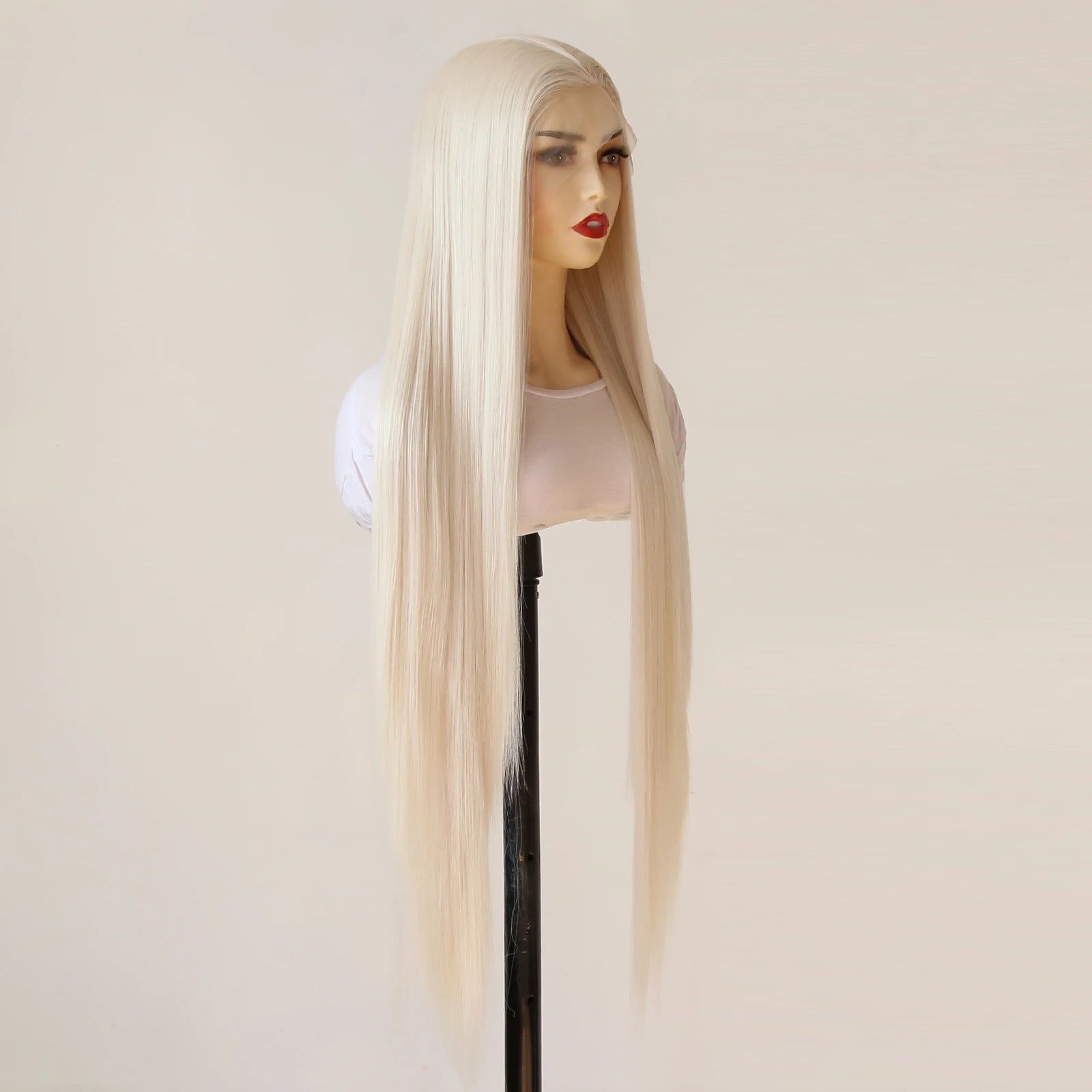 Platinum Blonde Wig 13x4 Synthetic Lace Front Wig Long Straight 40inch Synthetic Wig Pre Plucked Heat Resistant Fiber Hair Wig