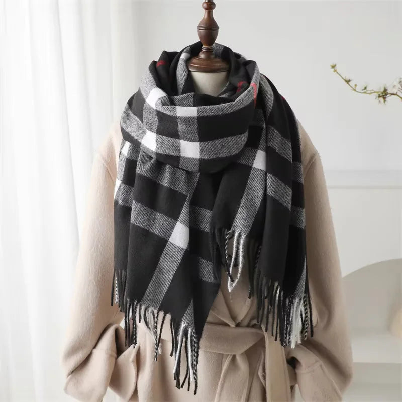 Premium Cashmere Plaid Scarf - Blend of Classic Charm & Modern Elegance