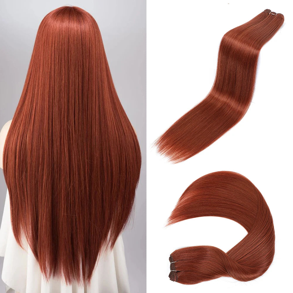 24-32 Inch Bio Protein Straight Hair Bundles Synthetic High Temperature 150g 200g Ombre Brown M888 Orange Soft Hair Weaving