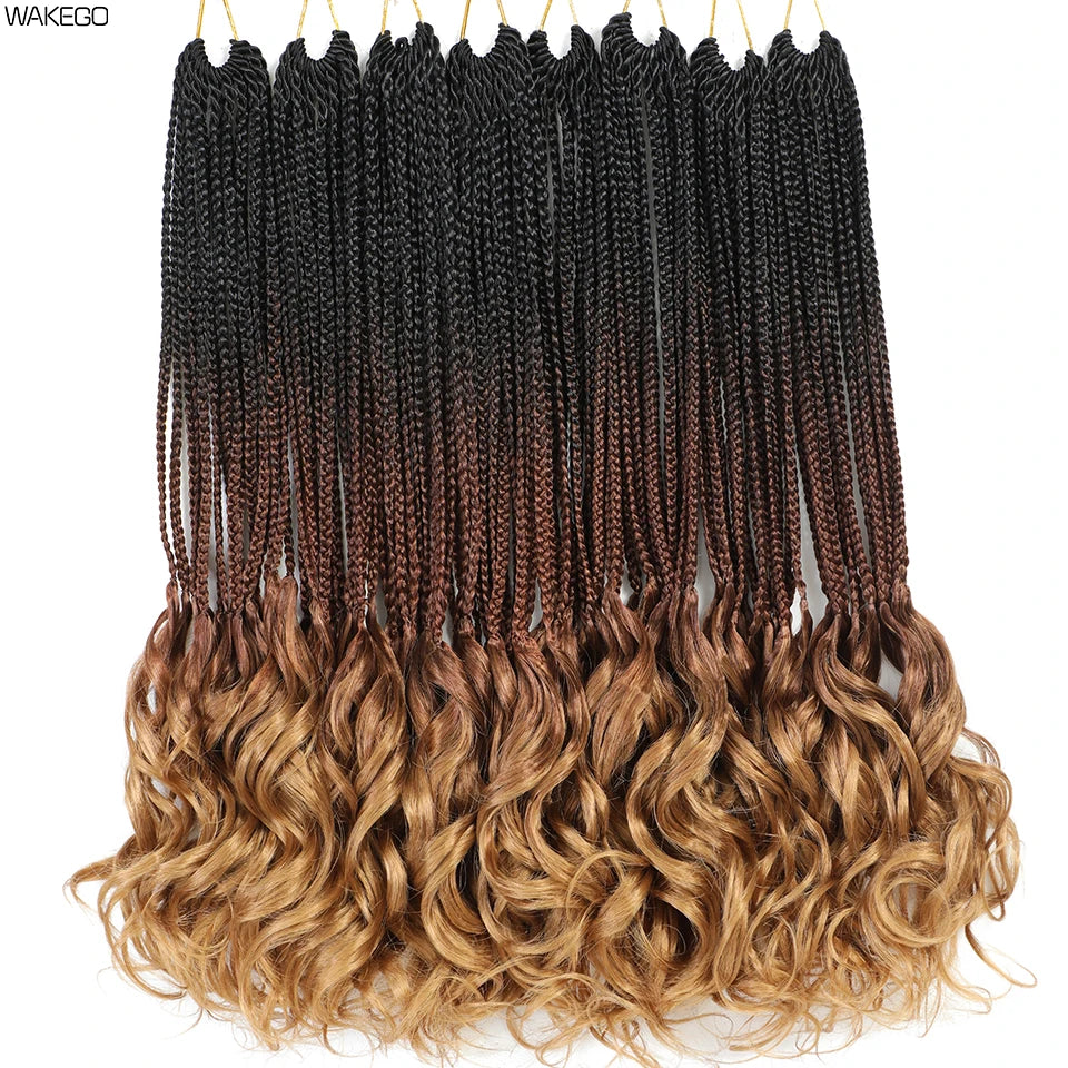 24 18 14 Inches French Curly Crochet Braids New Goddess Box Braids Bouncy French Curl Braid Hair Crochet Synthetic Braiding Hair