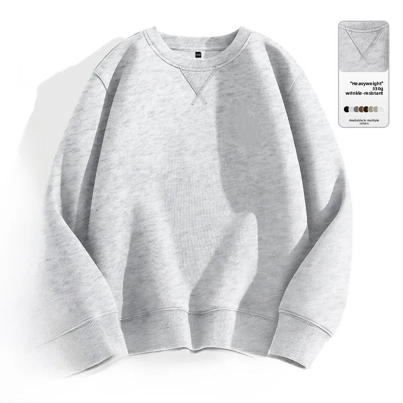 Loose Fit  Color Hoodl Sweatirt Long Sve round Ne Men's Autumn Winter Heavyweight Comfortable Antibacterial Ba...