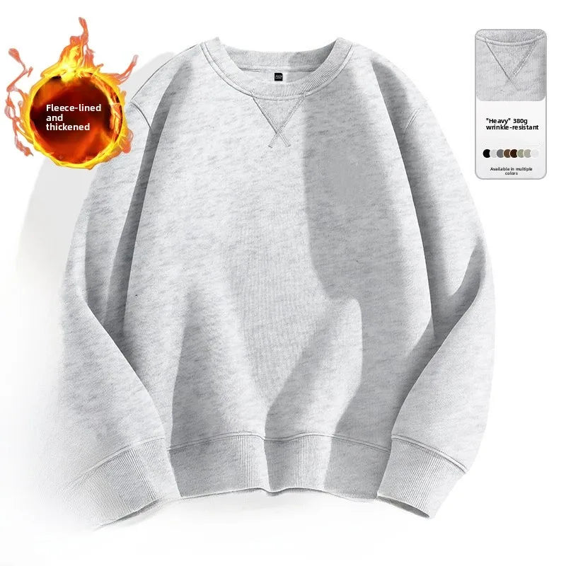 Loose Fit  Color Hoodl Sweatirt Long Sve round Ne Men's Autumn Winter Heavyweight Comfortable Antibacterial Ba...