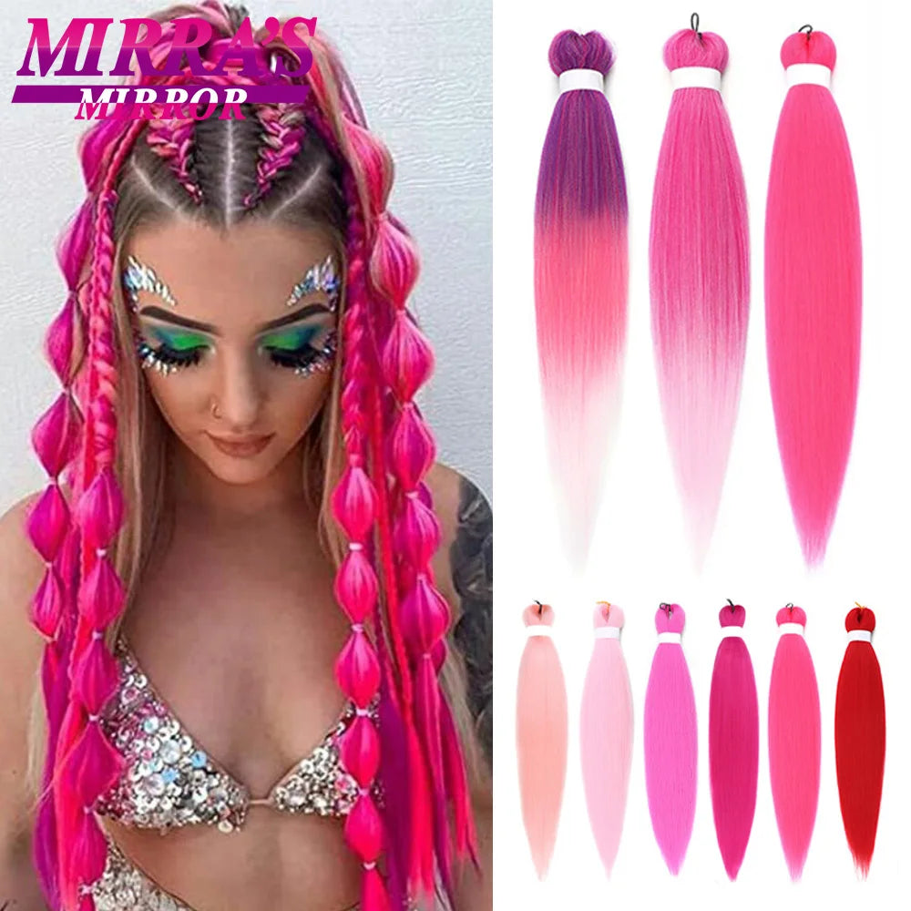 Pre-stretched Braiding Hair 26Inch 90G Synthetic Jumbo Hair Extensions for Crochet Braids DIY Pink Peach Red Yellow Fake Hair