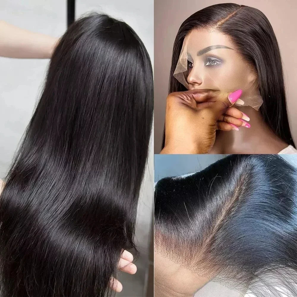 Peruvian Straight 13x4 Lace Front Human Hair Wig Natural Color 8-30 Inch 4x4 HD Transparent Lace Closure Wig For Black Women