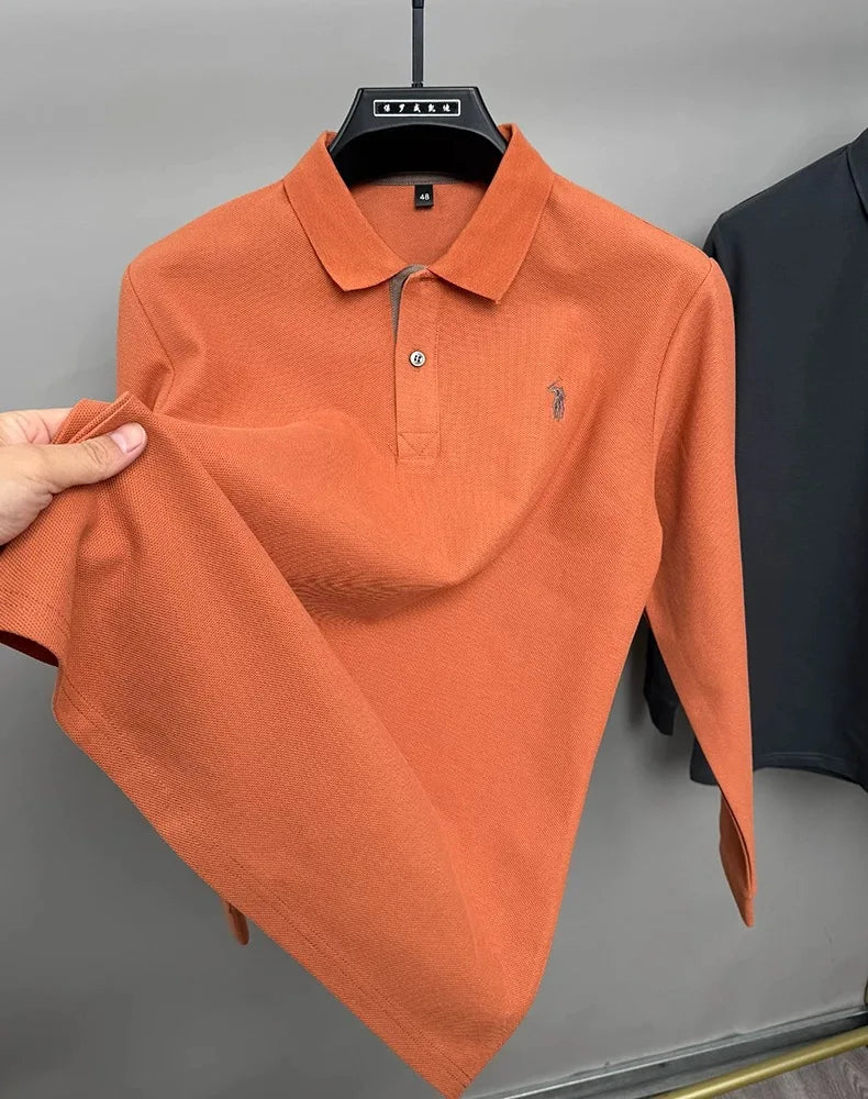 High end brand 100% cotton long sleeve polo shirt men's autumn fashion designer new Paul Pony embroidery casual golf T-shirt