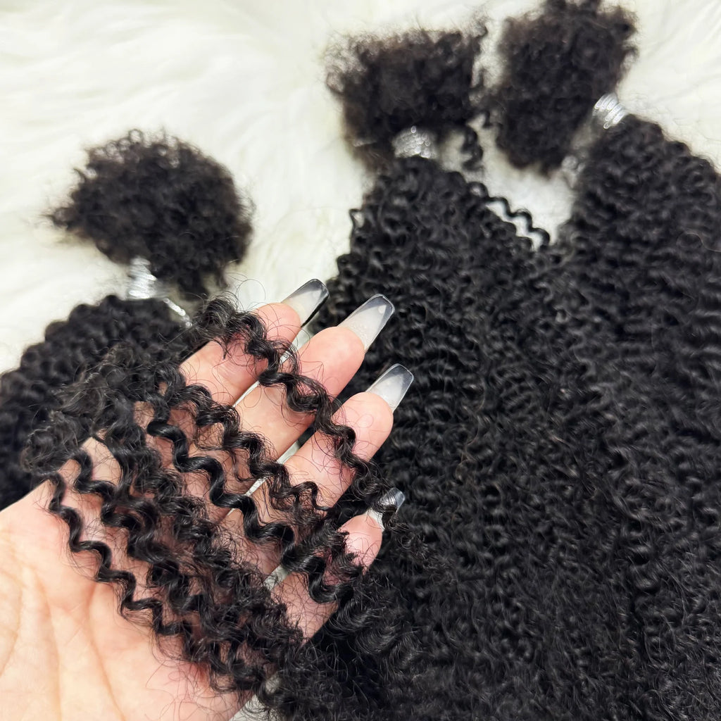 T1B/30 Afro Kinky Curly Human Hair Bulk 30g/Pack 100% Human Hair Soft 4C Afro Kinky Bulk Human Hair for Locs Extensions