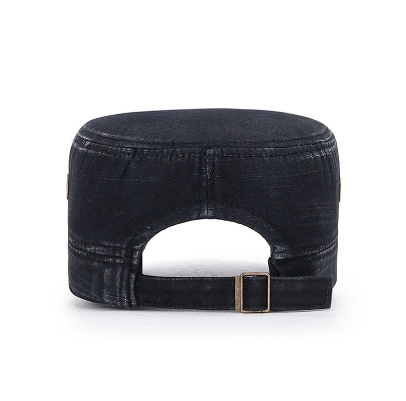 Unisex Baseball Cap Vintage Cadet Top Cap Washed Cotton Fashion Adjustable Flat Top Hat for Men Women
