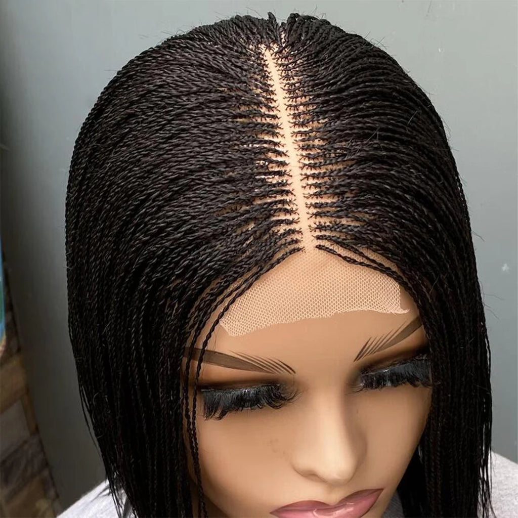 Short micro twist wig on 2*6 lace Centre-part braided wig braided lace front wigs 8-10" braid wig braided lace wigs Micro Braid