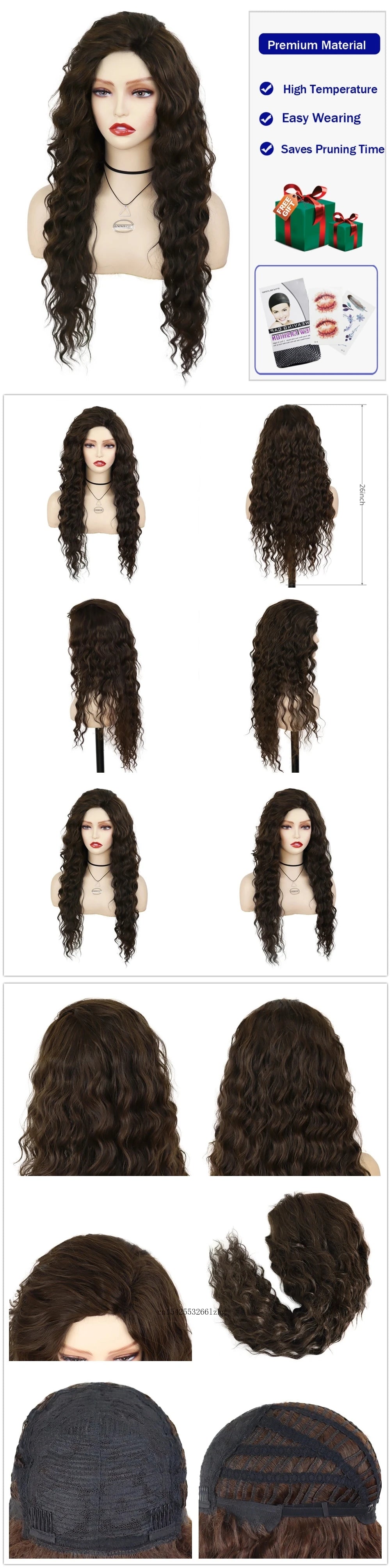 GNIMEGIL Synthetic Grey Hair Long Water Wave Wigs for Women Natural Fluffy Curly Wave Wig Cosplay Halloween Party Heat Resistant