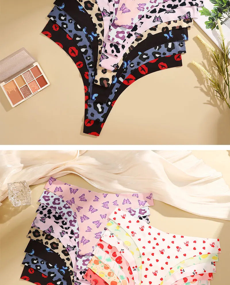 3PCS/SET Sexy G-String For Women Colorful Bikini Female Underwear T-back Intimates Lingerie Seamless Low Waist Underpants Lady