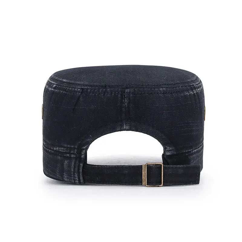 Unisex Baseball Cap Vintage Cadet Top Cap Washed Cotton Fashion Adjustable Flat Top Hat for Men Women