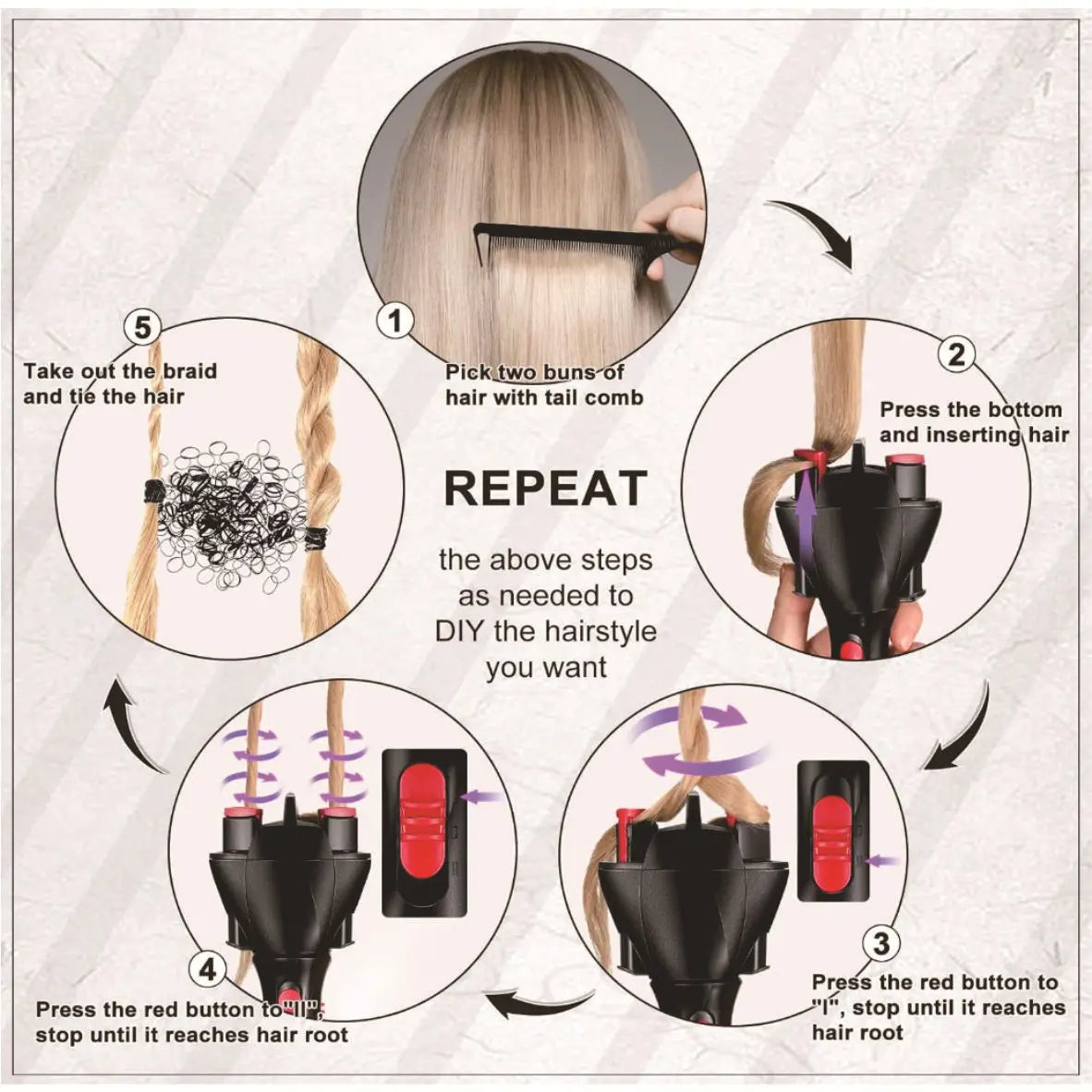 Electric Hair Braider Plait Automatic Twist Braider Styling Braiding Machine Quick Braid Tool Hair Styling Tool Hair Braider