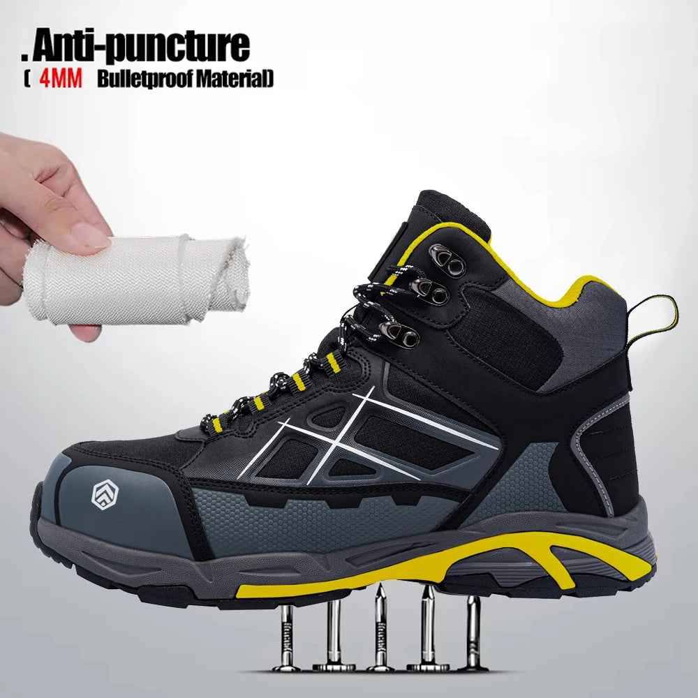 LARNMERN Men's Steel Toe Safety Work Boots shoe Non Slip Shoes for Man Anti-puncture Anti-static Protective Safety Boots