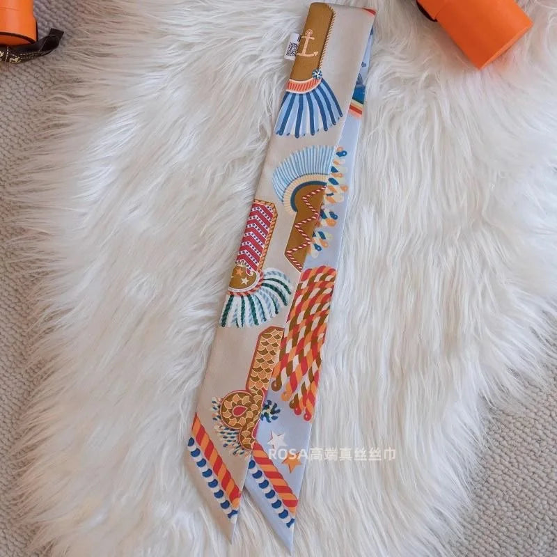 Luxury Long Scarf with Epaulet Design for Hermes Inspired Basket Bag Handle Styling Ins Trendy Accessory  Free Shipping