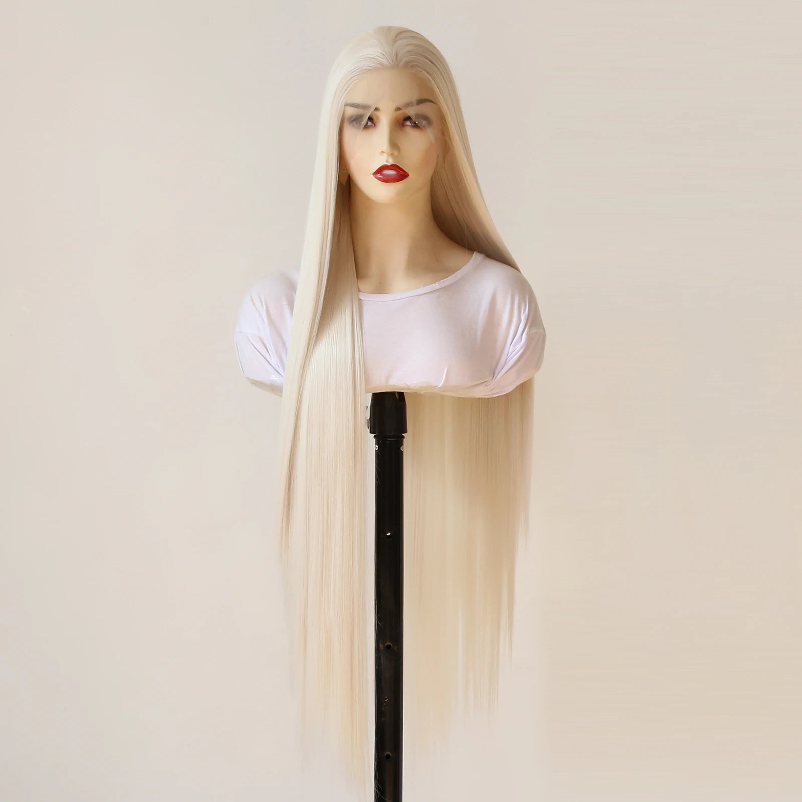 Platinum Blonde Wig 13x4 Synthetic Lace Front Wig Long Straight 40inch Synthetic Wig Pre Plucked Heat Resistant Fiber Hair Wig