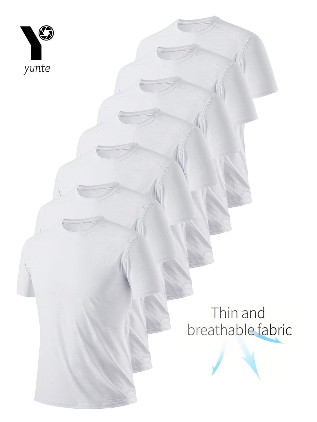 Round Neck T-Shirt 1 Piece Black Ultra-Light Men Quick Drying Breathable Sweat-Absorbent Shirt Suitable for Fitness Gym and Ru