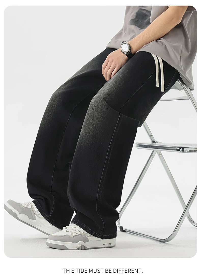 Men's Jeans American Loose Wide-leg Loose Straight Casual Trousers Street Hip-hop Baggy Jeans Black Grey  Blue Streetwear Men
