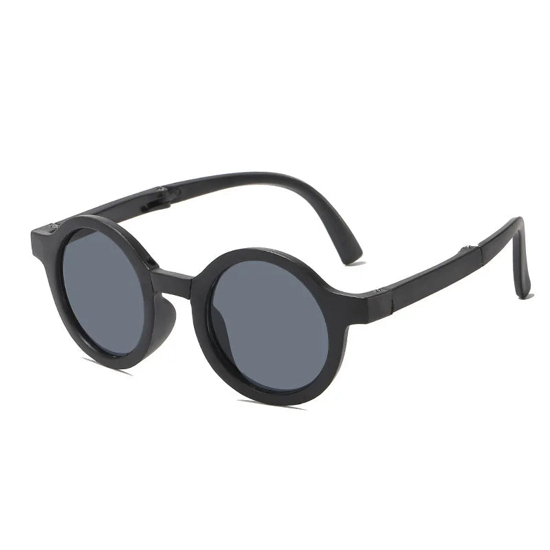 New Folding Children's Fashionable Round Sunglasses Cute Eyeglasses For Boys Girls Baby Sunshade And UV Protection