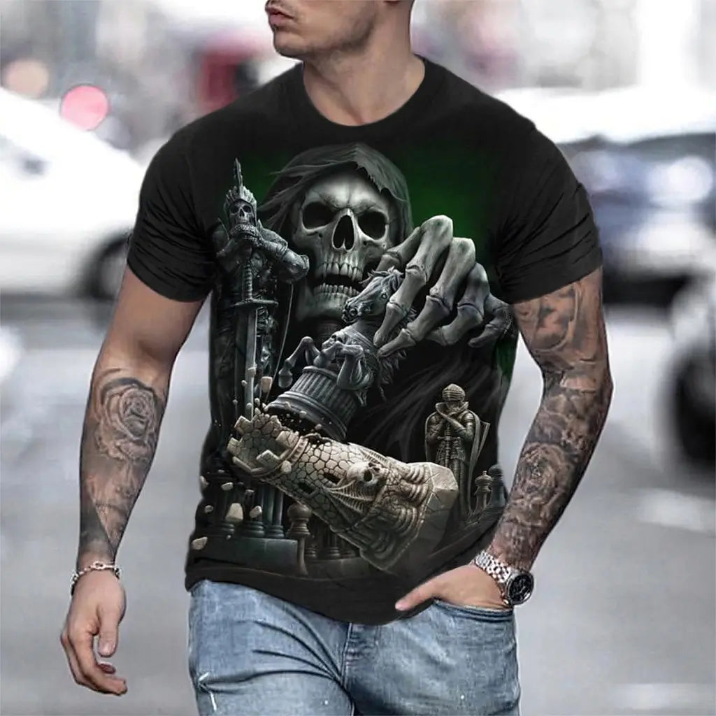 Halloween Day of the Dead Skull Men's Skull Graphic Prints T Shirt Retro Short Sleeve T shirt 3D Print Vintage Designer Holiday