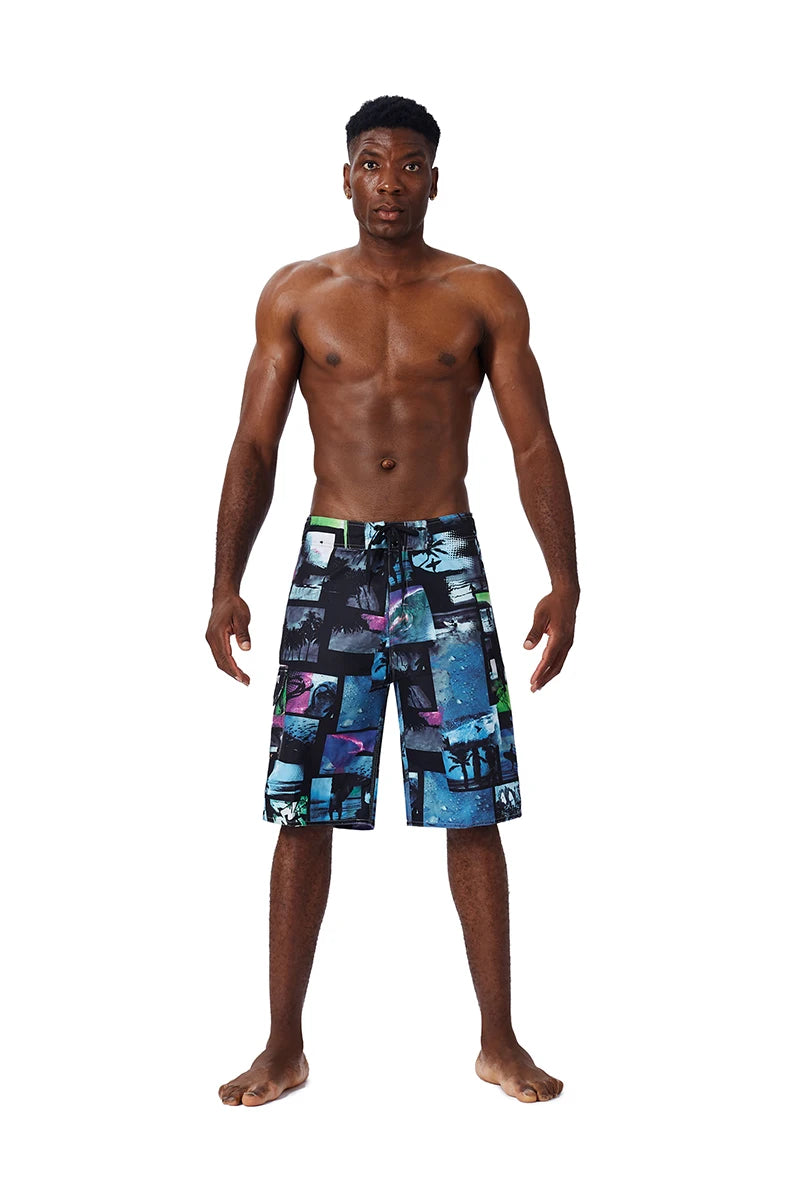Quick Drying Beach Shorts for Men Surf Beach Shorts Fast Dry Swim Trunks with Bermuda, Fitness Muscle Short Pants, Summer, New,