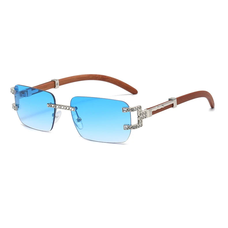y2k Vintage Fashion Luxury Brand Designer Rimless Diamond Sunglasses Women Crystal Rhinestone Square Sun Glasses For Men UV400