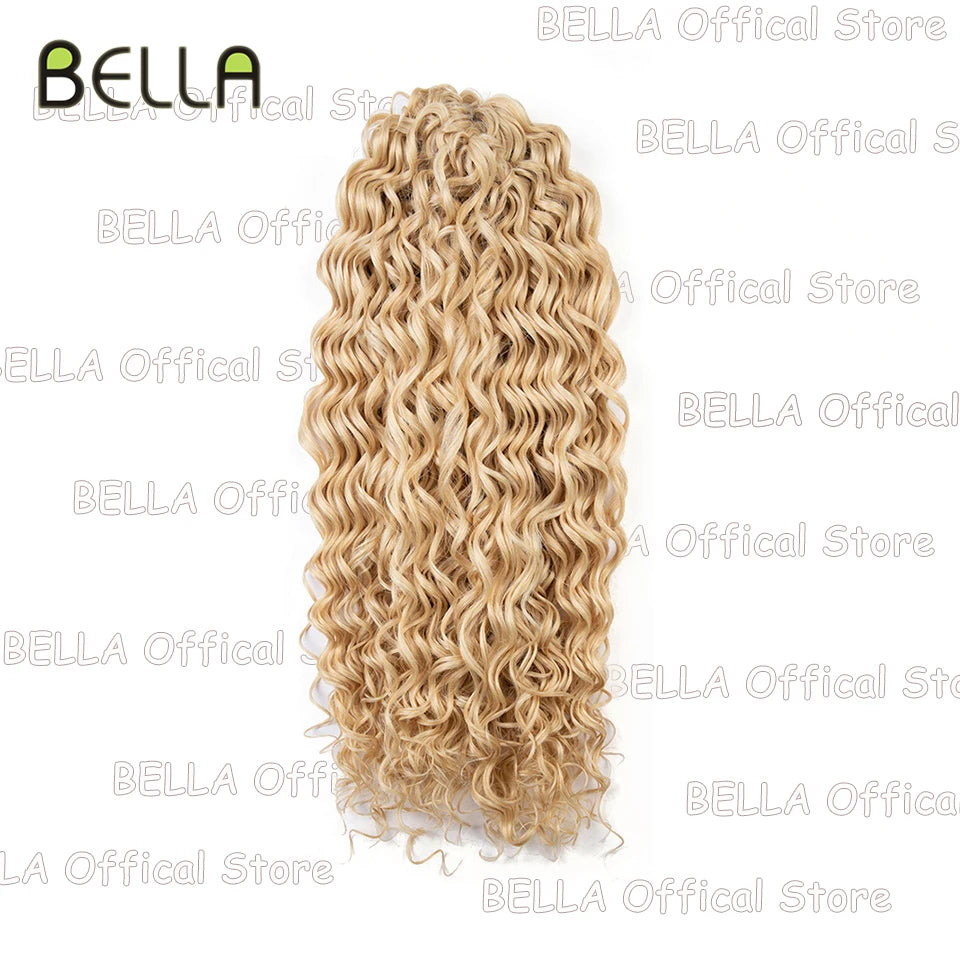 FASHION IDOL Curl Hair Deep Wave Twist Hair Extensions For Women 20 Inch Ombre Blonde Crochet Fake Hair Synthetic Crochet Braids