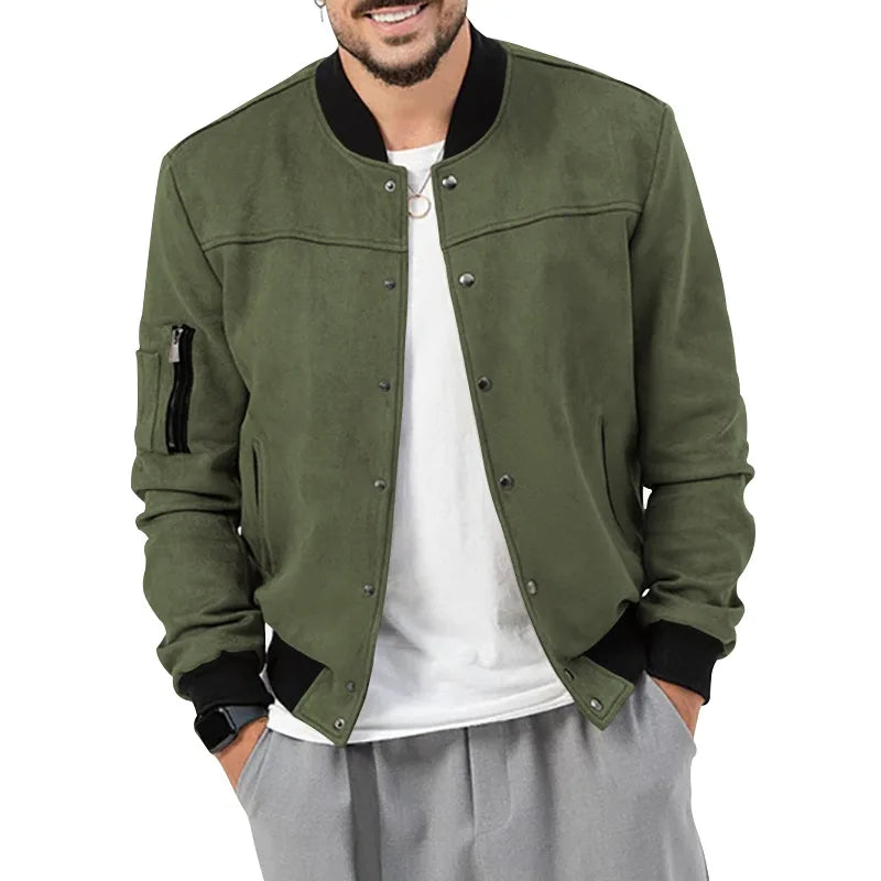 24  Autumn/Winter Suede Men's Button Cardigan Jacket Casual American
