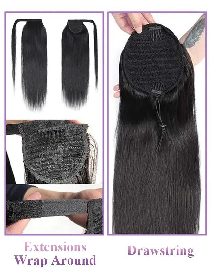 Body Wave Drawstring Ponytail Natural Black Brazilian 100% Real Human Hair Ponytail Clip In Hair Ponytail Extensions For Women