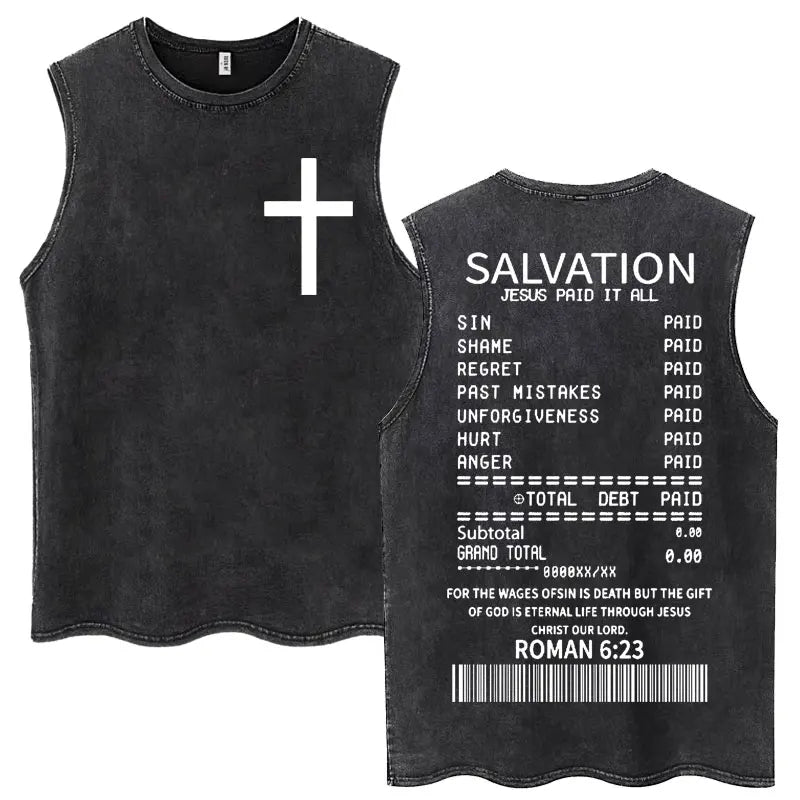 Christian Jesus Church Vintage Washed Tank Tops Bible Verse God Loves You Sleeveless T-shirt Men Women Cotton Loose Y2k T Shirts