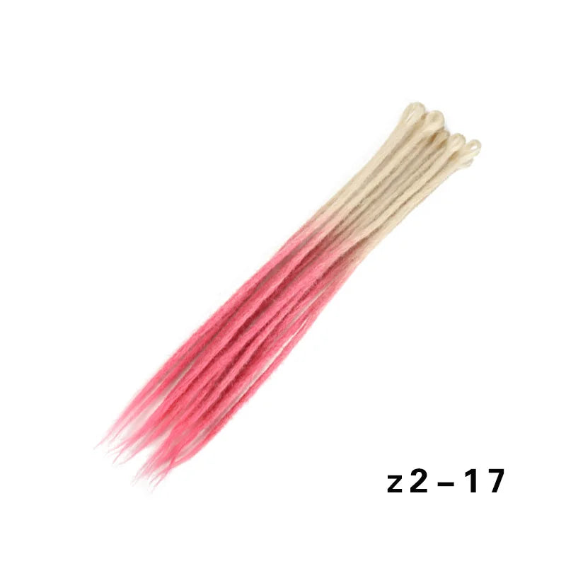 Dreadlocks Extensions Thin 0.7cm Width Synthetic Crochet Braids Hair Dreads Fake Hair Ombre Mint Green Reggae Hip Hop Style Pink