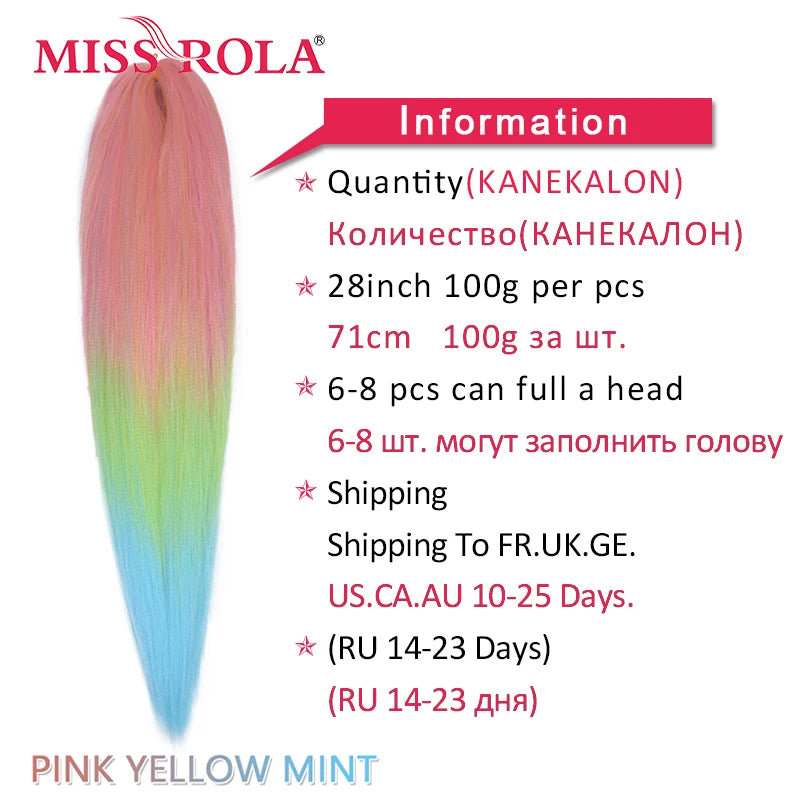 Miss Rola Synthetic Wholesale Bulk 6 Pieces 30Inch 28Inch 26Inch Pre Stretched Jumbo Braiding Hair Kanekalon EZ Twist Braid Hair