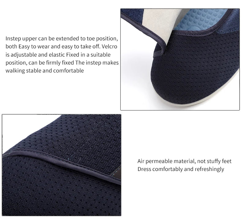 Walking Shoes Men Diabetic Shoes Elderly Casual Solid Color Flat Shoes Oldmen Soft Comfortable Sneakers Plus Size