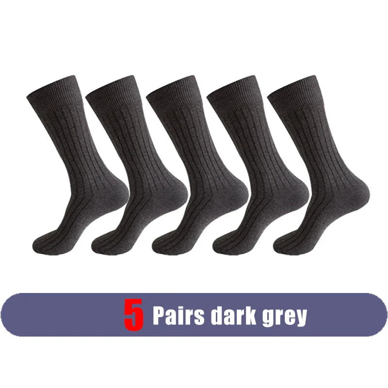 Mans Socks Long Plus Large Size Cotton Solid Striped Business Boneless Soft Breathable Sweat-Absorbing Party Dress Crew Socks