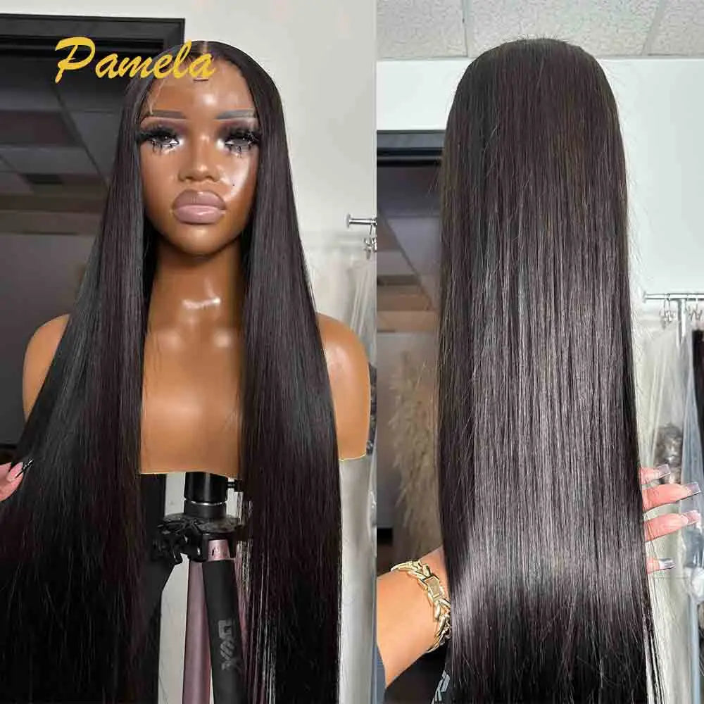 Double Drawn Bleached Knots Bone Straight Wig 250% Density 360 13x6 HD Transparent Lace Frontal Human Hair Wigs Pre plucked