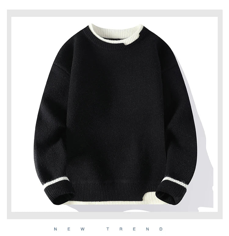 men round neck Solid color knitwear Men's High-Quality Fashion Trend Sweater Autumn/Winter Men Casual Comfortable Warm Sweaters