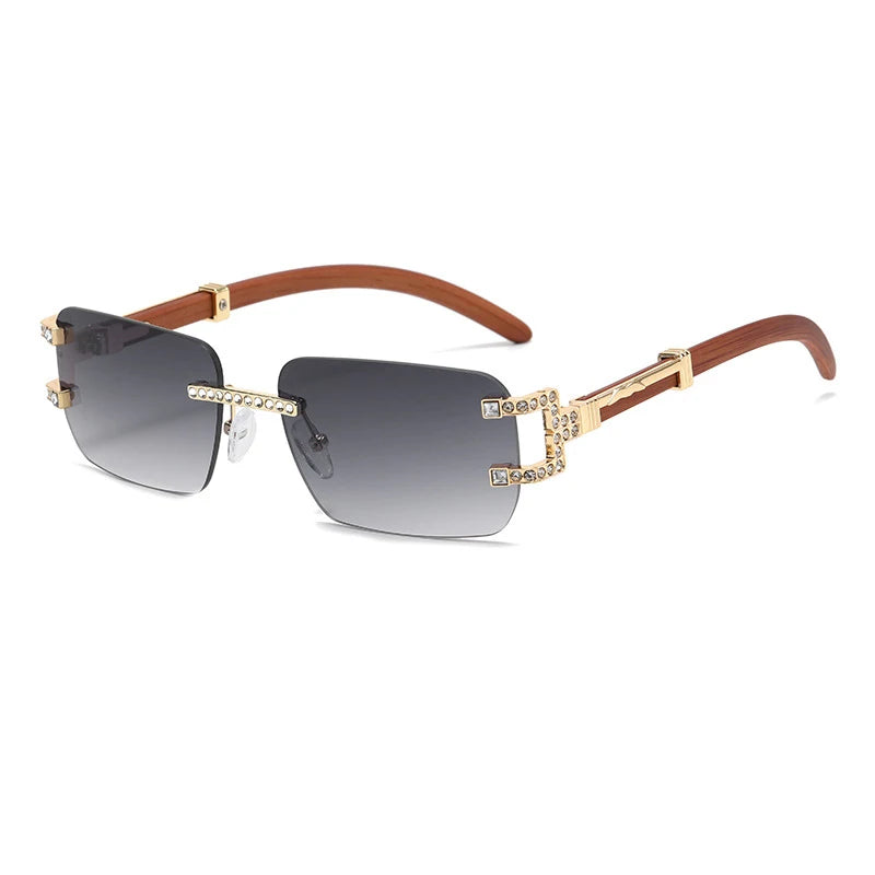 y2k Vintage Fashion Luxury Brand Designer Rimless Diamond Sunglasses Women Crystal Rhinestone Square Sun Glasses For Men UV400