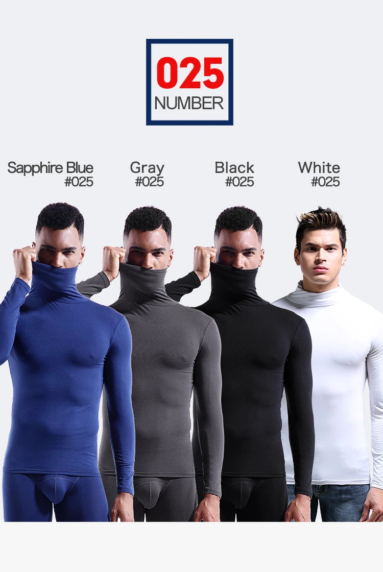 Men's thermal underwear in turtleneck lapel autumn thin Modal autumn and winter long-sleeved base shirt single slim-fit top