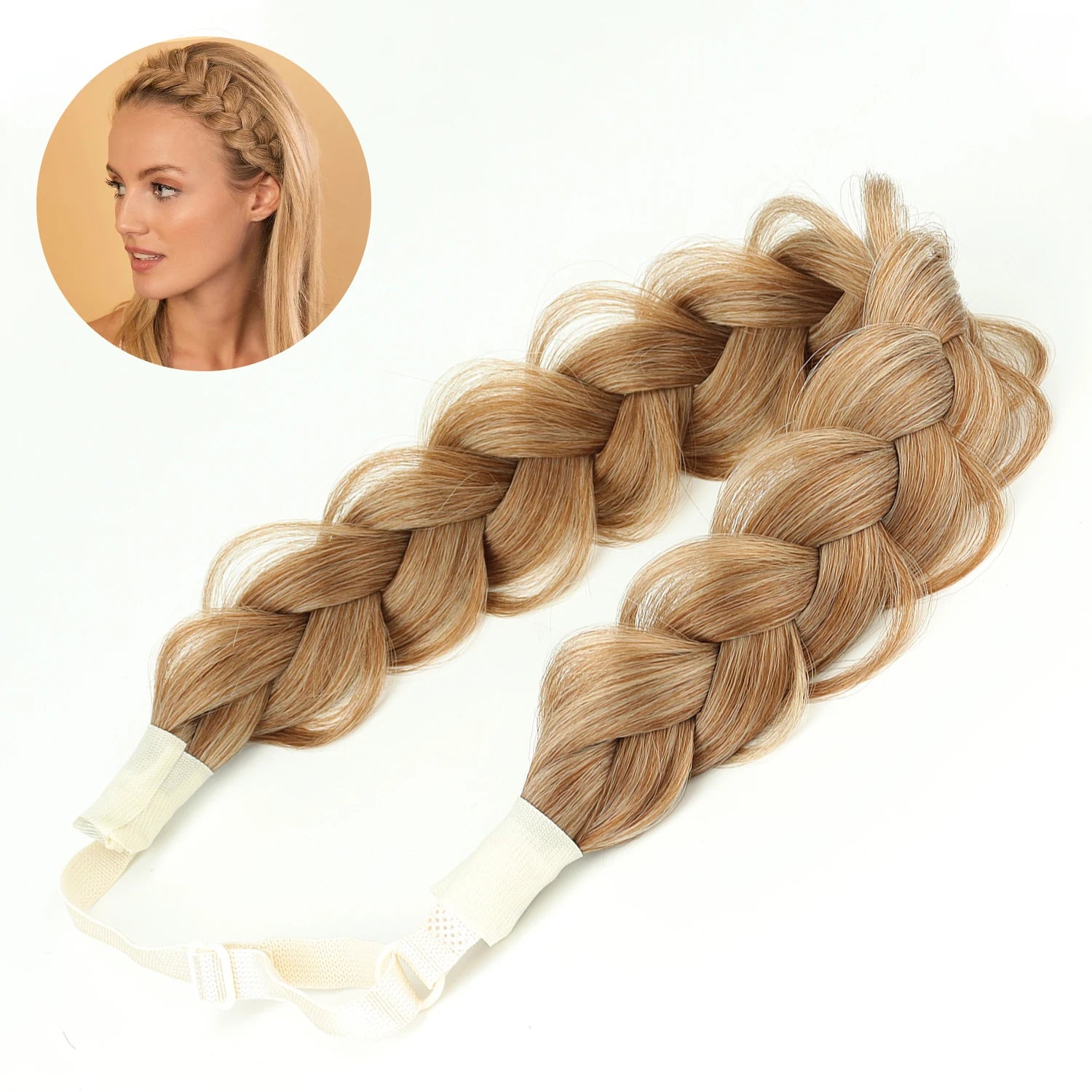 Synthetic Hair Braided Headband with Elastic Band Style for Women Girls Blonde Brown Braided Headwear Hair Scrunchy Headband